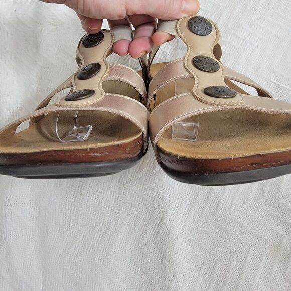 SAS Clover T-Strap Sandal Lusso Capp 7 W Wide Comfort Wedge Open Toe - Picture 4 of 16